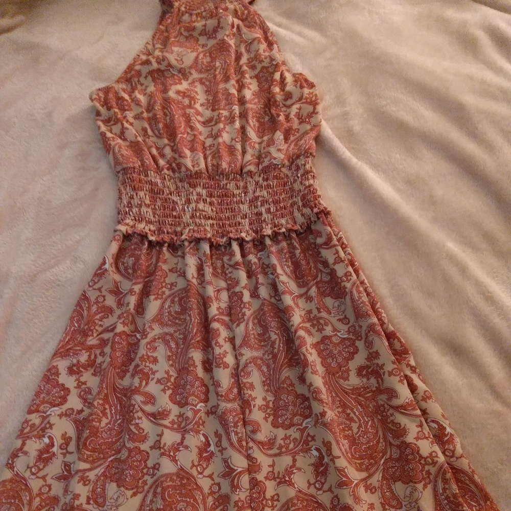 Express Size XXS Printed Paisley Midi Halter Dress - Picture 6 of 10